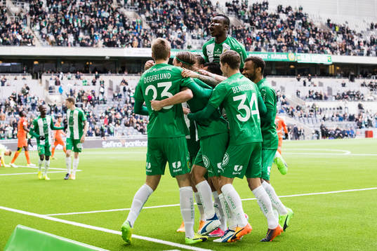 Hammarbys Marcus Degerlund, Joseph Aidoo, Leo Bengtsson och