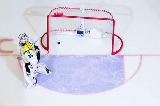 Brynäs målvakt David Rautio deppar