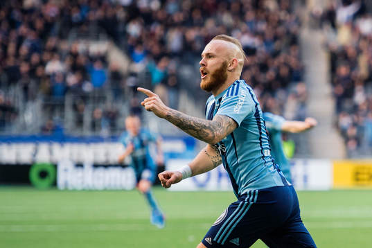 Djurgårdens Magnus Eriksson jublar