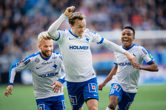 Norrköpings Gudmundur Thorarinsson gör 2-3 och jublar med