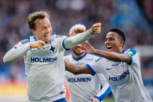 Norrköpings Gudmundur Thorarinsson gör 2-3 och jublar med