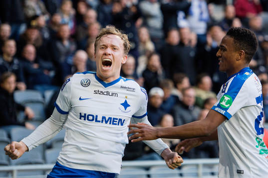 Norrköpings Gudmundur Thorarinsson gör 2-3 och jublar med
