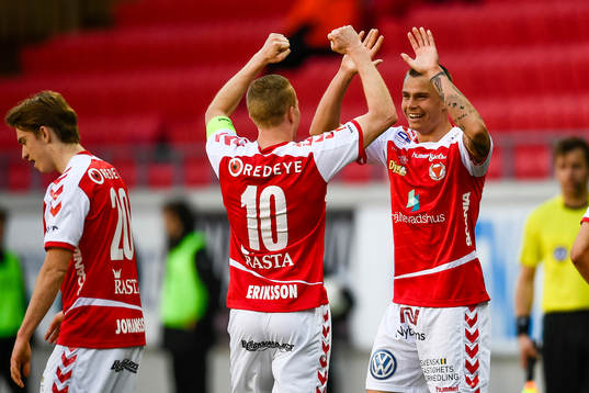 Kalmars Melker Hallberg och Tobias Eriksson  jublar