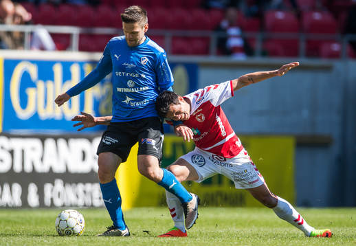 Kalmars Romário Pereira Sipião och Halmstads Ivo Pekalski