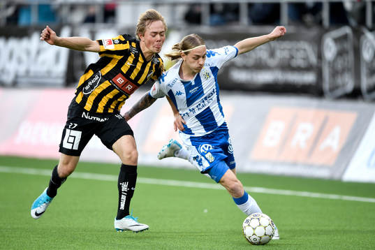 Häckens Joel Andersson och IFK Göteborgs Elias Mar