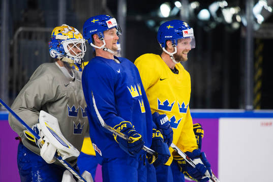 Målvakten Eddie Läck, Anton Strålman och Alexander Edler