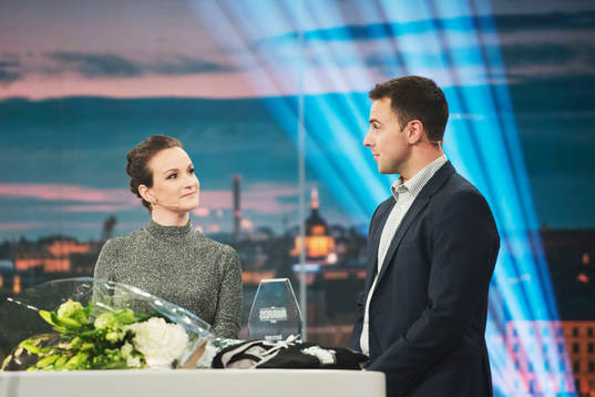 Lena Sundqvist och Joakim Lindström i studion
