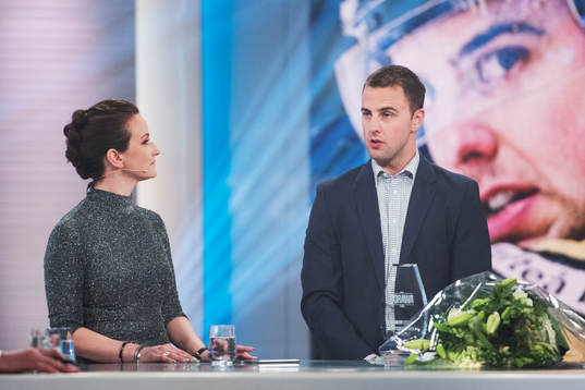 Lena Sundqvist och Joakim Lindström i studion