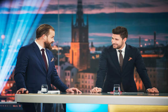 Sanny Lindström och Björn Oldeen i studion
