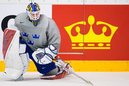 Målvakten Viktor Fasth på Sveriges ishockeylandslags