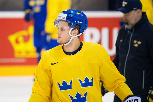 William Nylander på Sveriges ishockeylandslags träning