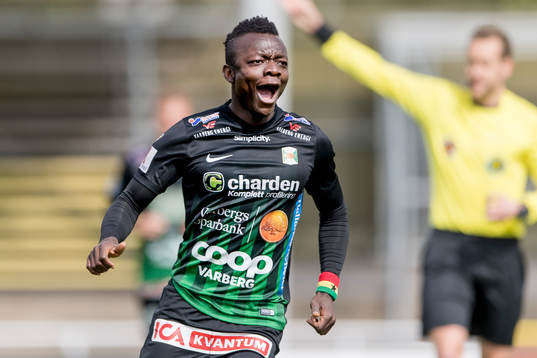 Varbergs Thomas Boakye jublar