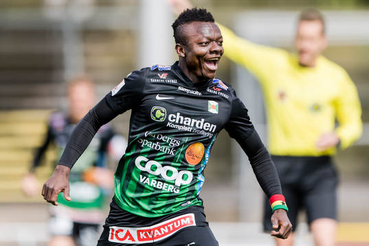 Varbergs Thomas Boakye jublar