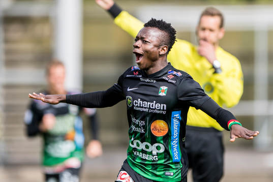 Varbergs Thomas Boakye jublar