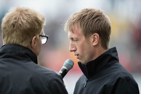 Östersunds tränare Graham Potter blir intervjuad innan