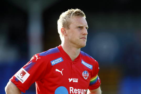 Helsingborgs Peter Larsson innan fotbollsmatchen i