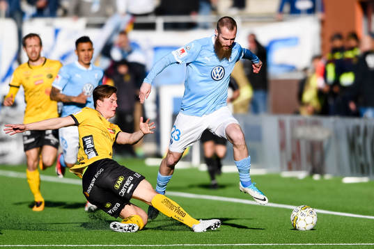 Malmö FFs Jo Inge Berget och Elfsborgs Simon Olsson