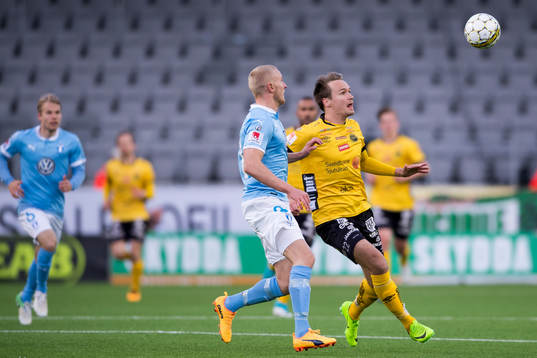 Elfsborgs Viktor Prodell och Malmö FFs Franz Brorsson