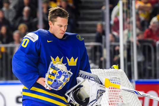Sveriges målvakt Viktor Fasth deppar