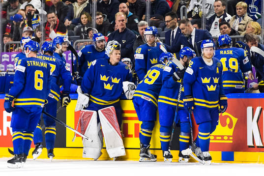 Sveriges spelare och förbundskapten Rikard Grönborg