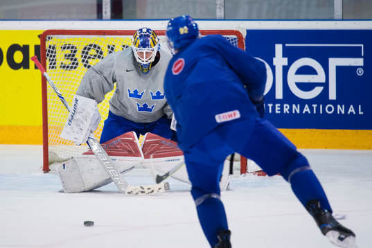 Målvakten Viktor Fasth räddar ett skott från Gabriel