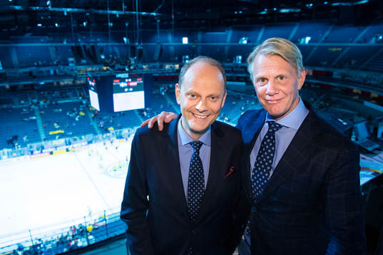 Kommentator och expert Lasse Granqvist och Niklas Wikegård