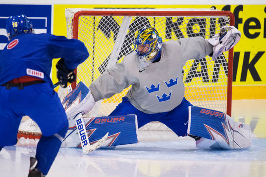 Målvakten Henrik Lundqvist på Sveriges ishockeylandslags