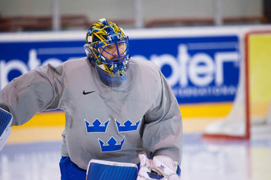 Målvakten Henrik Lundqvist på Sveriges ishockeylandslags