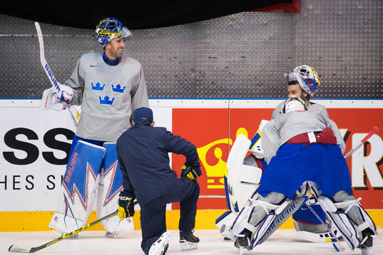 Målvakterna Henrik Lundqvist, Viktor Fasth och Eddie Läck