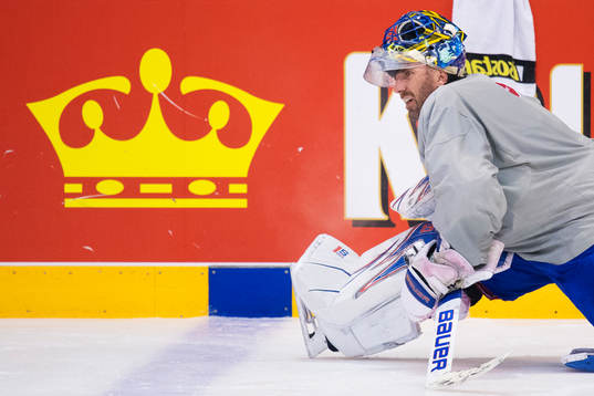 Målvakten Henrik Lundqvist på Sveriges ishockeylandslags