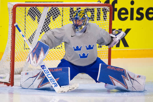 Målvakten Henrik Lundqvist på Sveriges ishockeylandslags