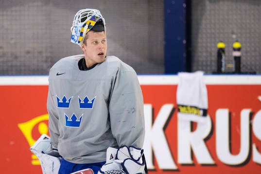 Målvakten Viktor Fasth på Sveriges ishockeylandslags
