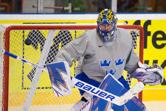 Målvakten Henrik Lundqvist på Sveriges ishockeylandslags