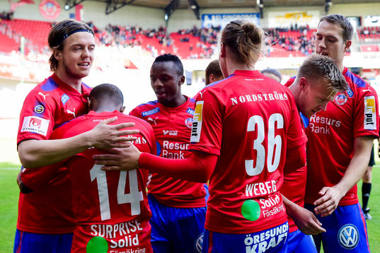 Helsingborgs spelare jublar