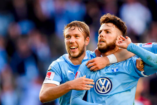 Malmö FFs Anton Tinnerholm och Erdal Rakip jublar