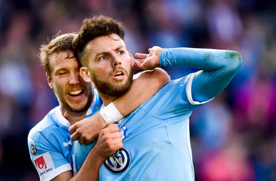 Malmö FFs Anton Tinnerholm och Erdal Rakip jublar