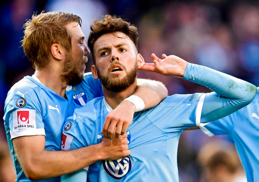 Malmö FFs Anton Tinnerholm och Erdal Rakip jublar