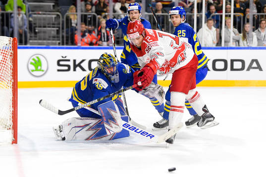 Sveriges målvakt Henrik Lundqvist, Alexander Edler och