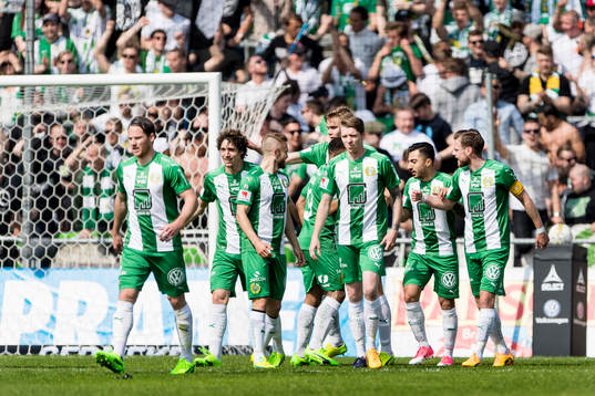 Hammarbys spelare jublar