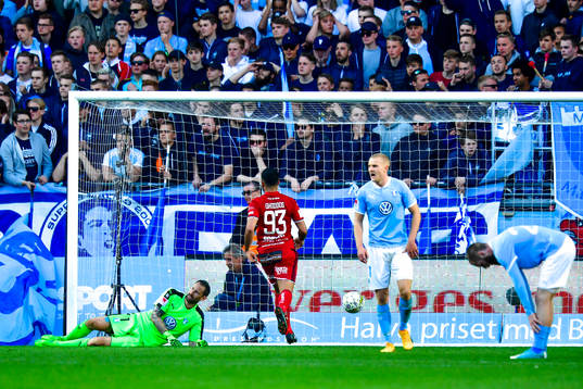 Malmö FFs målvakt Johan Wiland, Franz Brorsson och Jo