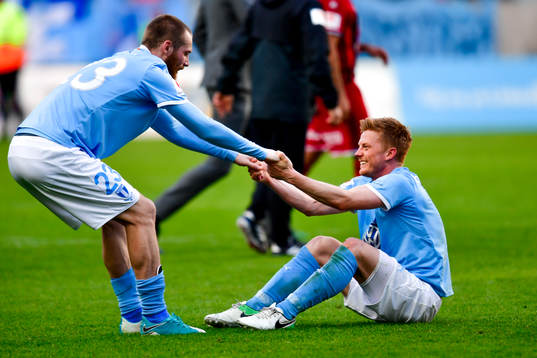Malmö FFs Jo Inge Berget och Anders Christiansen jublar