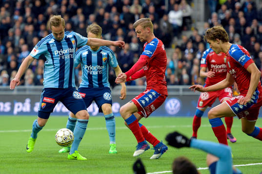 Djurgårdens Gustav Engvall och IFK Göteborgs Sebastian