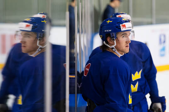Victor Rask på Sveriges ishockeylandslags träning