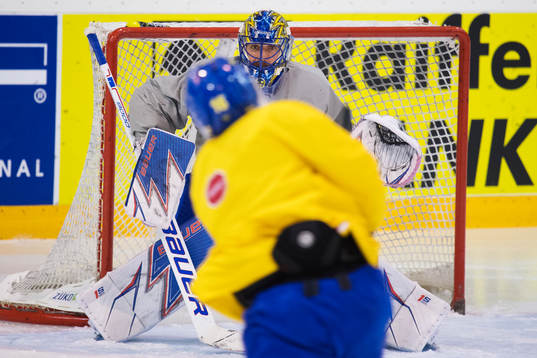 Målvakten Henrik Lundqvist på Sveriges ishockeylandslags