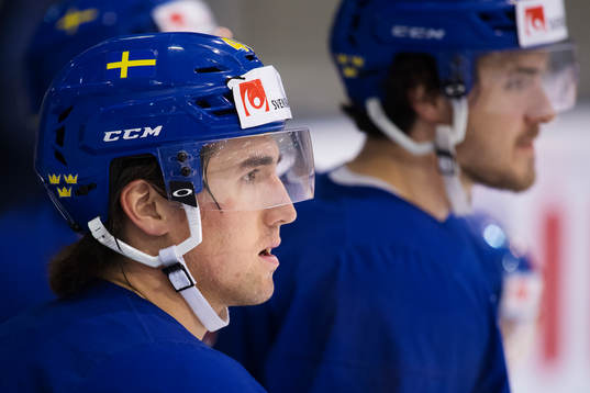Victor Rask på Sveriges ishockeylandslags träning