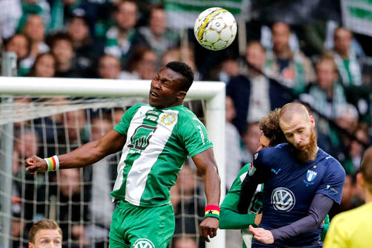 Hammarbys Joseph Aidoo och Malmö FFs Jo Inge Berget