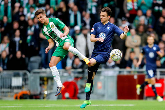 Hammarbys Leo Bengtsson och Malmö FFs Andreas Vindheim
