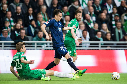 Hammarbys Marcus Degerlund och Malmö FFs Andreas Vindheim
