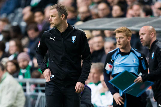Malmö FFs tränare Magnus Pehrsson och Anders Christiansen
