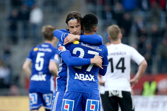 Sundsvalls Linus Hallenius och Romain Gall jublar